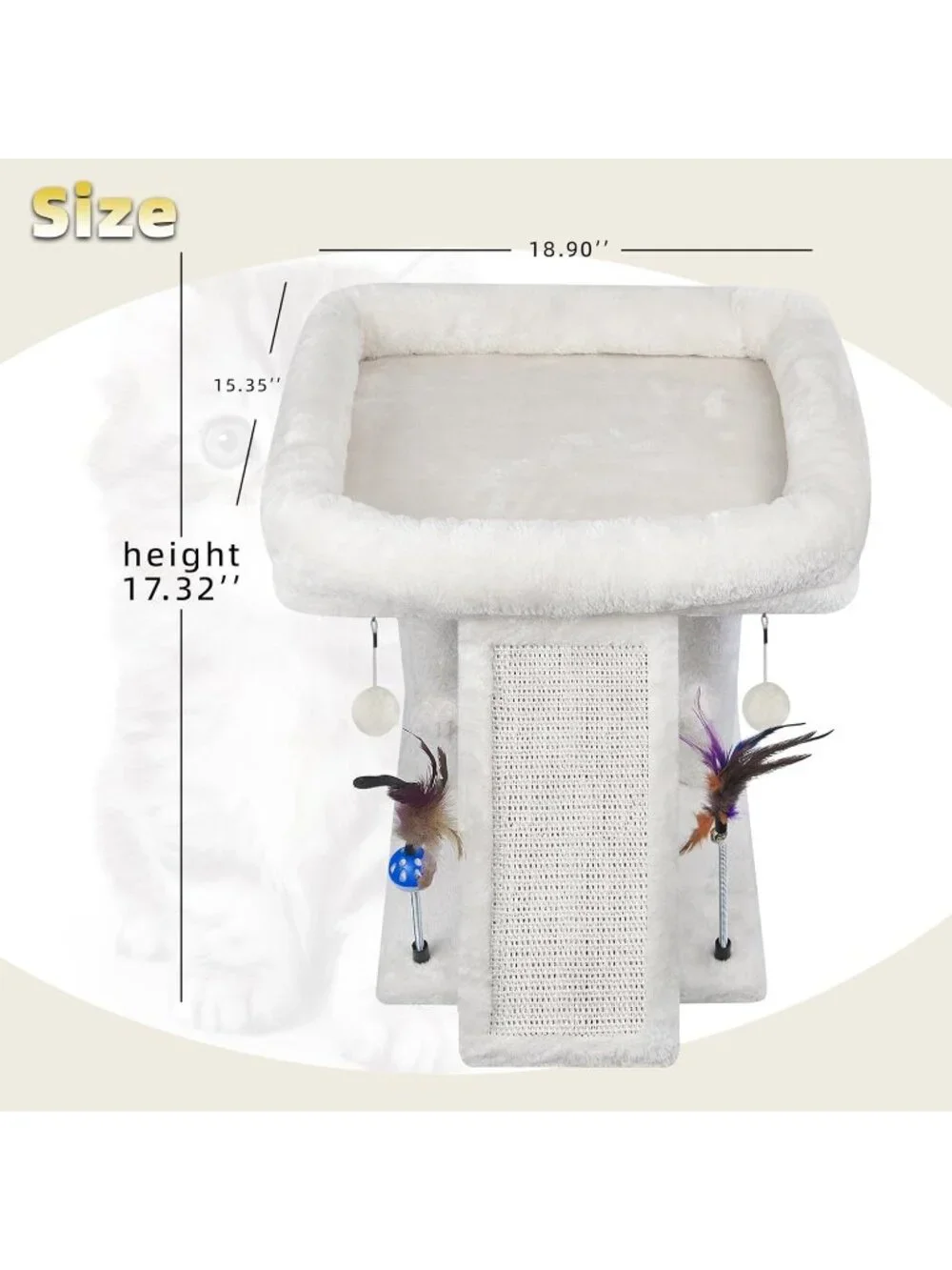 New Cat Tree Tower with Scratching Post Activity Center with Toy Balls - Beige